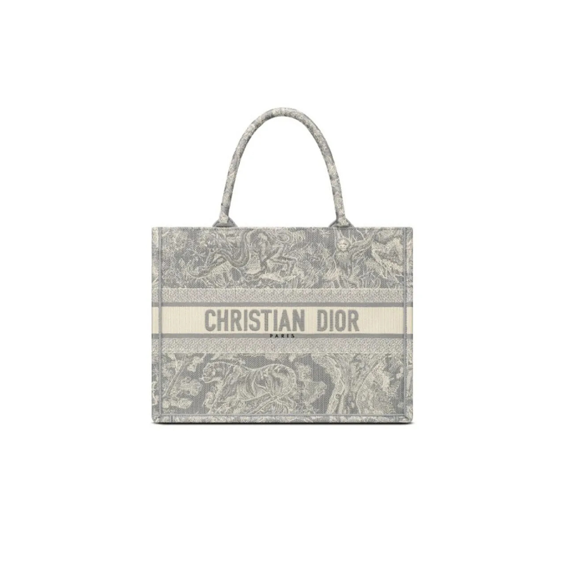 DIOR CANVAS EMBROIDERED MEDIUM DIORIVIERA TOILE DE JOUY BOOK TOTE GRAY M1296ZRGO-M932 (36.5*28*17.5cm)